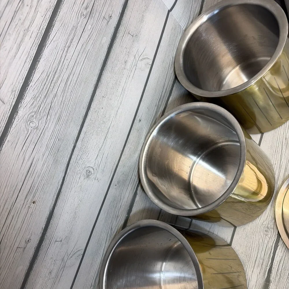 Vintage Gold Metal Kitchen Canister Set 3pc  Croft on MCM Regency